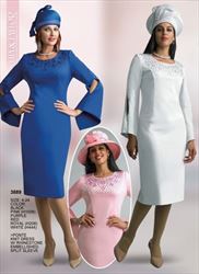 Ponte Knit Dress with Rhinestone Embellished Split Sleeve 3889